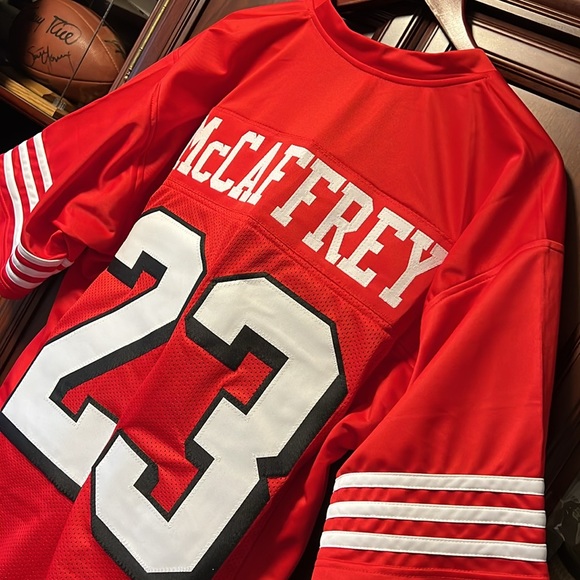 Brand New Custom Design Throwback NFL SF 49er Christian McCaffrey #23 Red Jersey - Picture 3 of 8